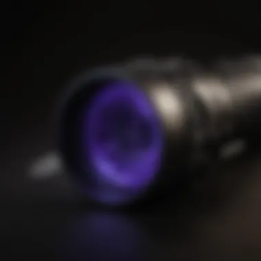 Close-up of features on a high-quality black light flashlight