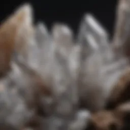 Close-up of quartz crystals with intricate details