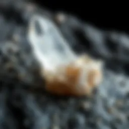 Close-up of quartz crystal embedded in granite