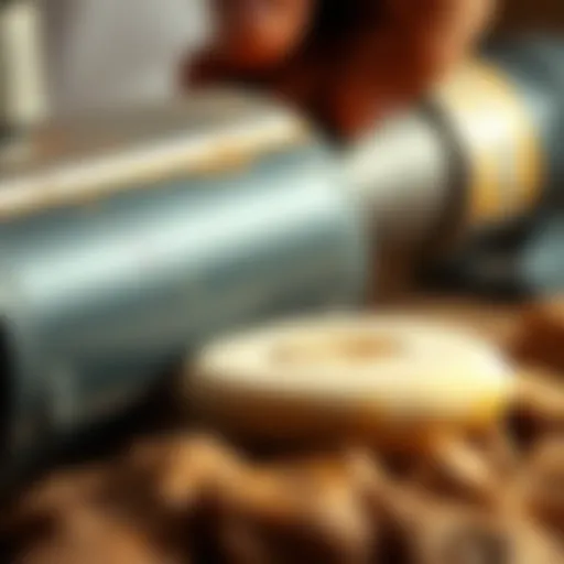 Close-up of a rock polisher in action, showing smooth surfaces of collectible fossils