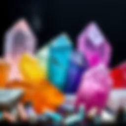 A vibrant display of multicolored quartz crystals showcasing their natural beauty.