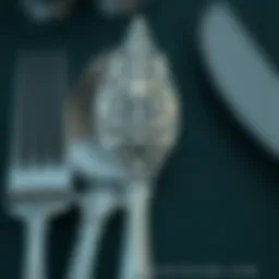 Detailed close-up of ornate silverware design