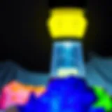 Blacklight lantern illuminating fluorescent minerals