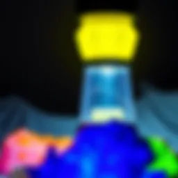 Blacklight lantern illuminating fluorescent minerals