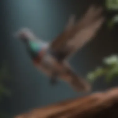 An artistic representation of a passenger pigeon in flight