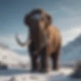 A majestic woolly mammoth standing in a snowy landscape