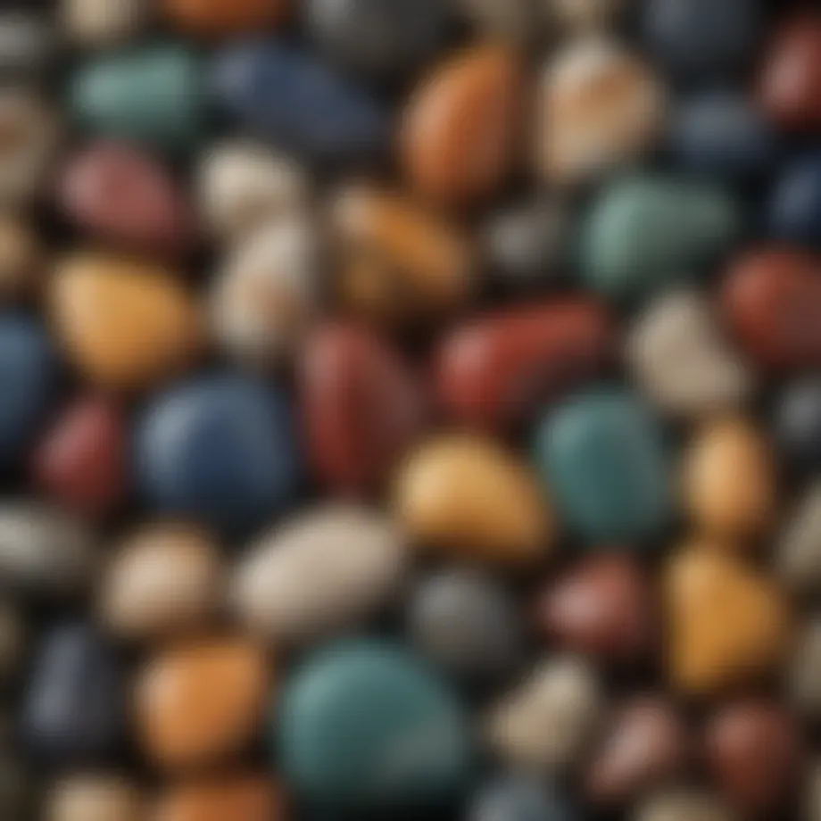 A variety of tumbled stones showcasing different colors and patterns