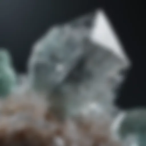 Close-up view of a raw apophyllite crystal showcasing its unique geometric shapes.