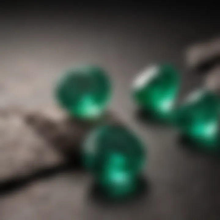 Comparison image illustrating the differences between real and synthetic emeralds.