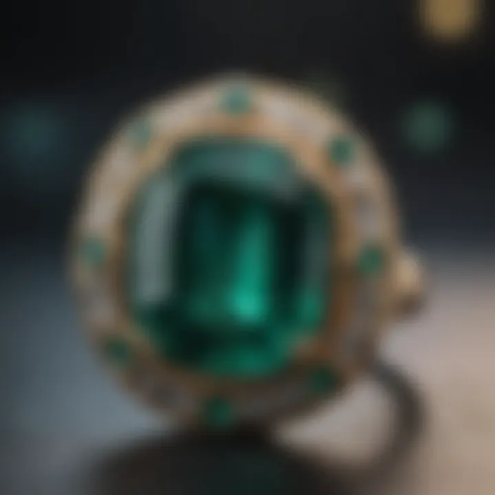 A polished emerald set in jewelry highlighting its brilliance.