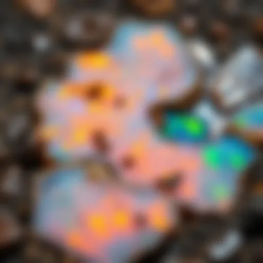 Close-up view of boulder opal showcasing its vibrant colors and unique matrix.