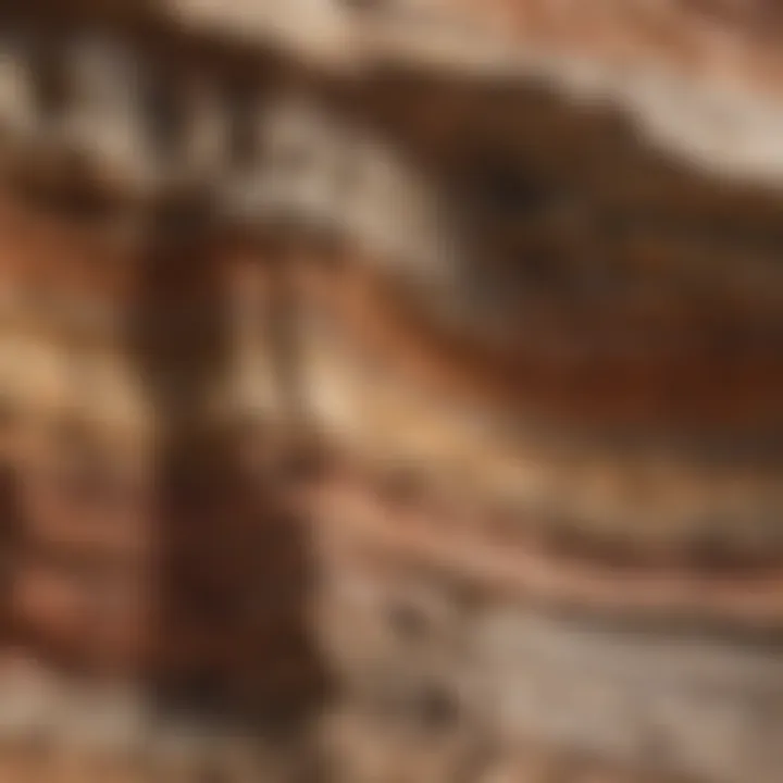 Detailed close-up of sedimentary layers, illustrating the complexity of geological processes.