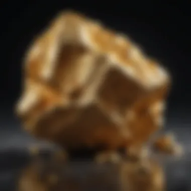 A close-up view of a genuine gold nugget showcasing its unique texture and color.