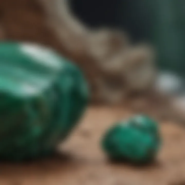 Comparison image highlighting the differences between fake and real malachite.