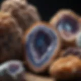 Close-up view of a geode showcasing its crystalline interior