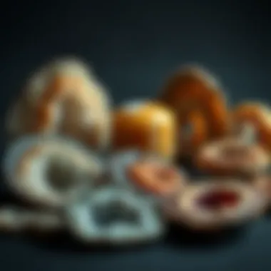 Various types of geodes displaying their unique formations