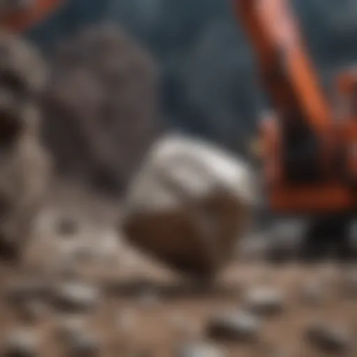 Close-up of a rock picker showcasing its sturdy design and robust materials