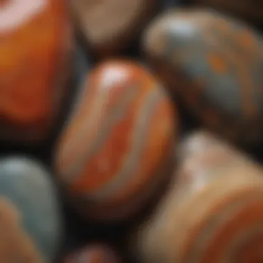 Close-up of polished jasper stone showcasing intricate patterns