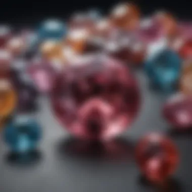 A stunning display of various spinel gemstones showcasing their vibrant colors and clarity.