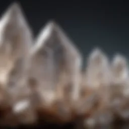 Close-up view of quartz crystal structure showcasing its geometric beauty.