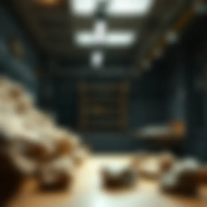 Educational setting where rock identification is taught to students