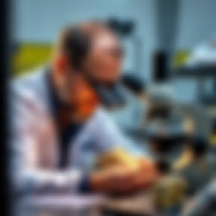 Geologist examining a rock under a microscope, highlighting analytical techniques