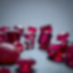 A stunning display of various ruby grades showcasing color variations.