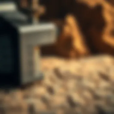 Close-up of a hardness tester measuring stone texture