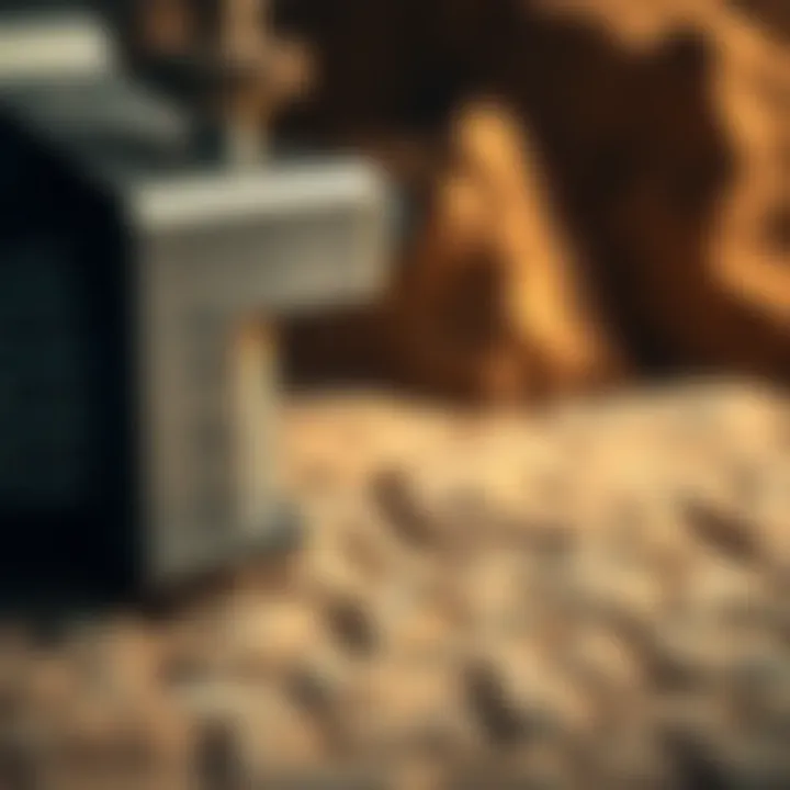 Close-up of a hardness tester measuring stone texture