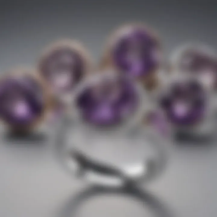 Comparison of different styles of amethyst rings showcasing various settings and designs