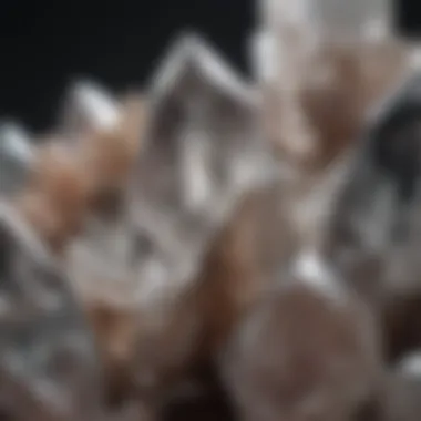 Close-up view of quartz crystals showcasing their clarity and brilliance