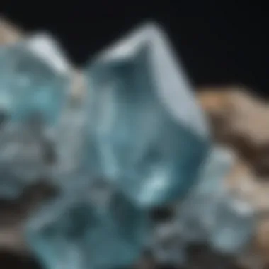 Close-up of raw aquamarine crystals showcasing their natural beauty