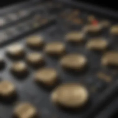 A close-up view of a gold detector's control panel highlighting its functions