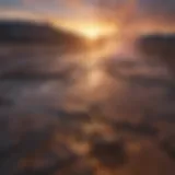 A breathtaking view of Yellowstone's geothermal features at sunrise