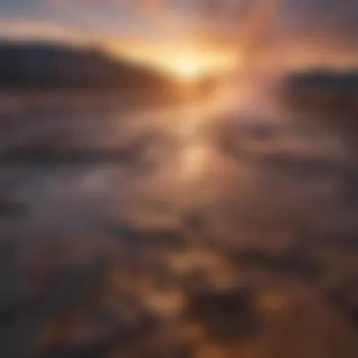 A breathtaking view of Yellowstone's geothermal features at sunrise