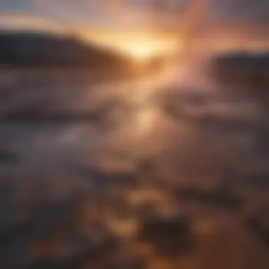 Yellowstone's Geothermal Marvels at Dawn A breathtaking view of Yellowstone's geothermal features at sunrise