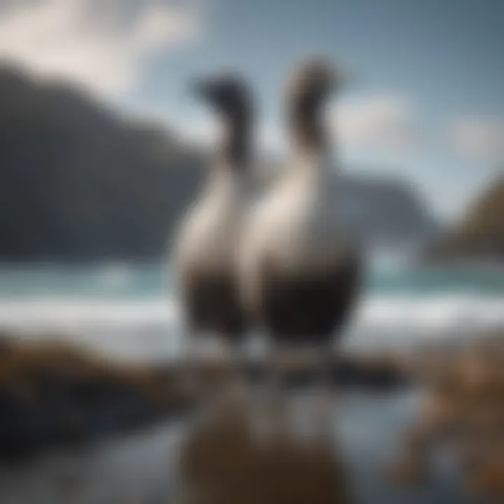 A detailed depiction of the moas, enormous flightless birds from New Zealand