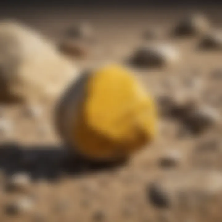 A detailed display of yellow stone rock specimens used in various collectible contexts.